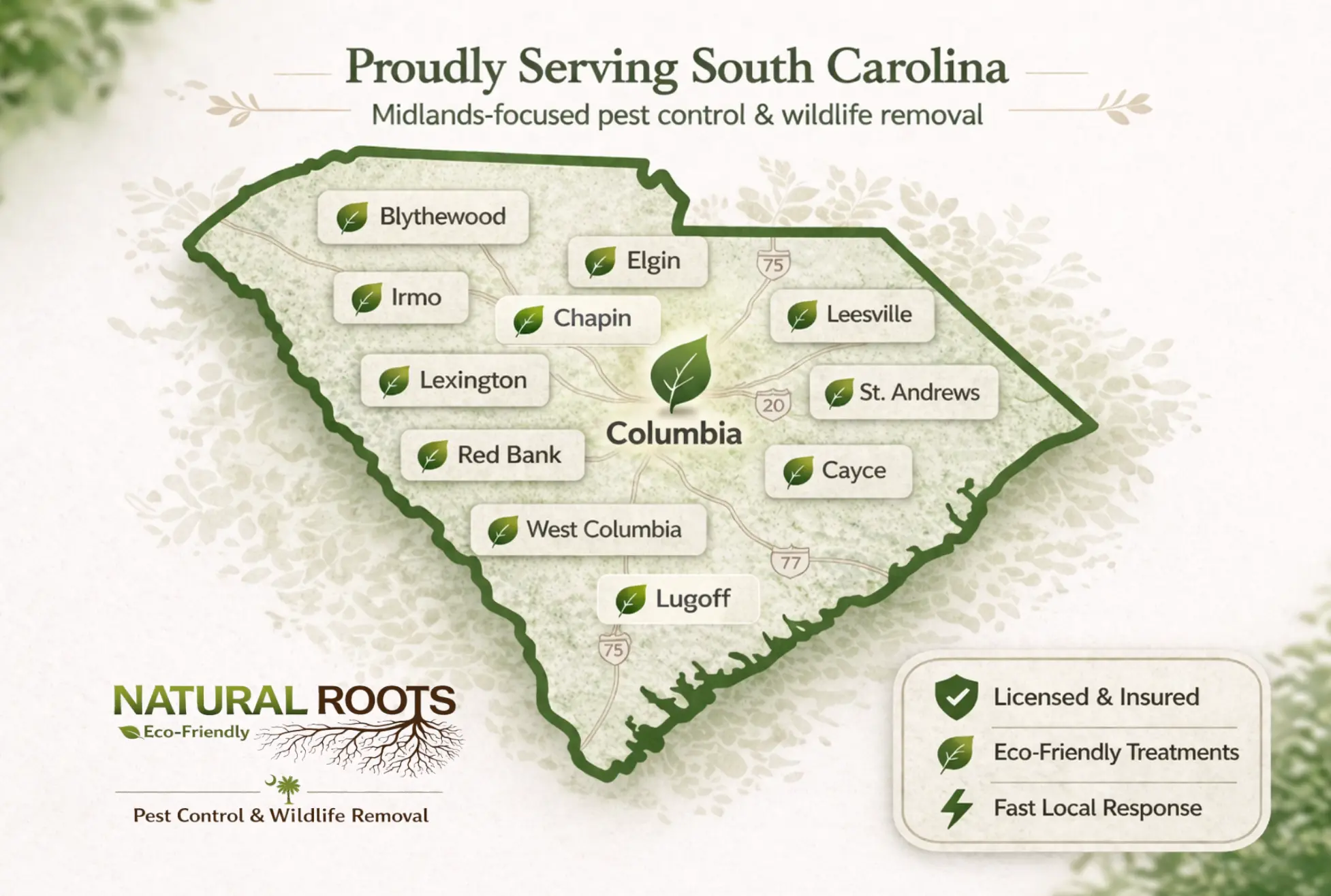Natural Roots service area map